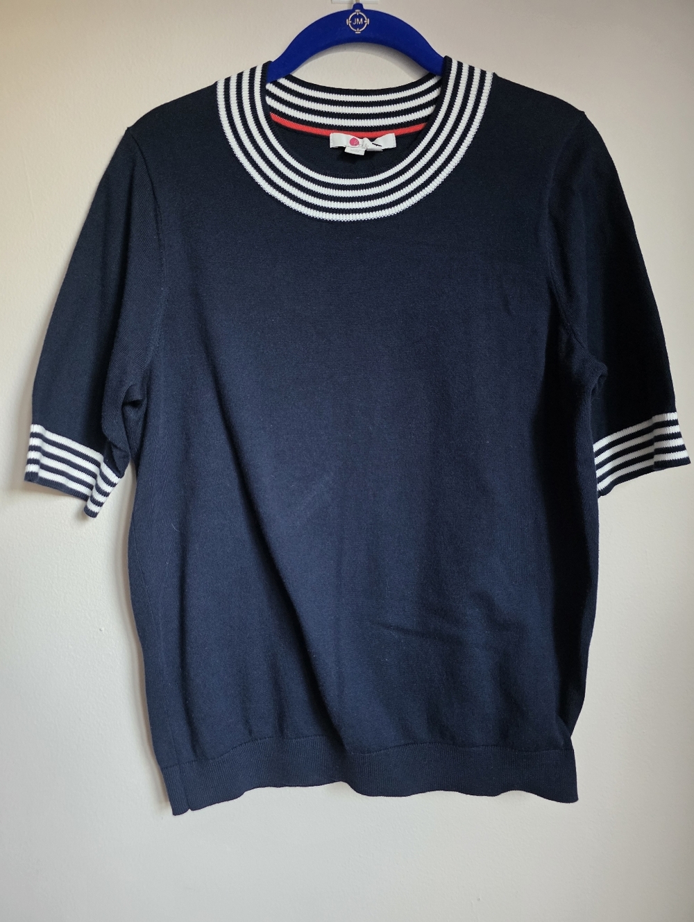 BODEN Navy Short-Sleeve Knit Sweater NWT